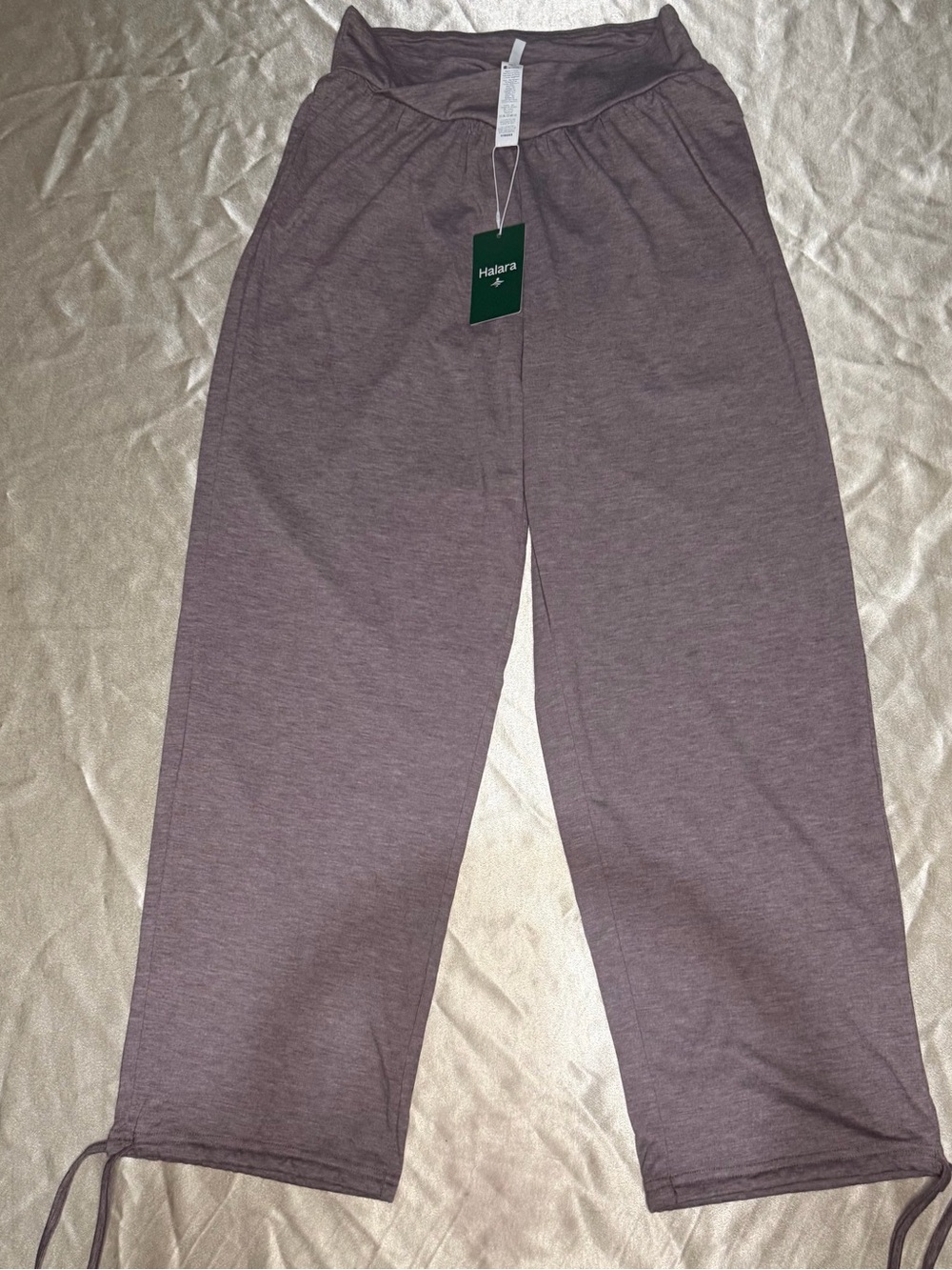 Halara  mauve Casual Lounge Drawstring Cinch Hem Wide Leg Pants Medium NWT